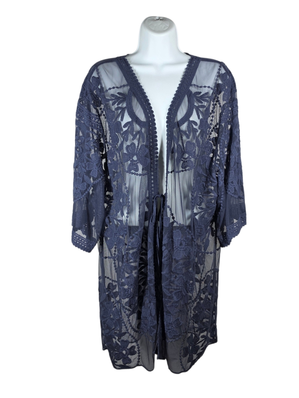 UMGEE LACE MESH EMBROIDERED CARDIGAN